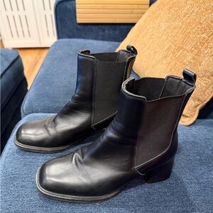 Black Leather Ankle Boots